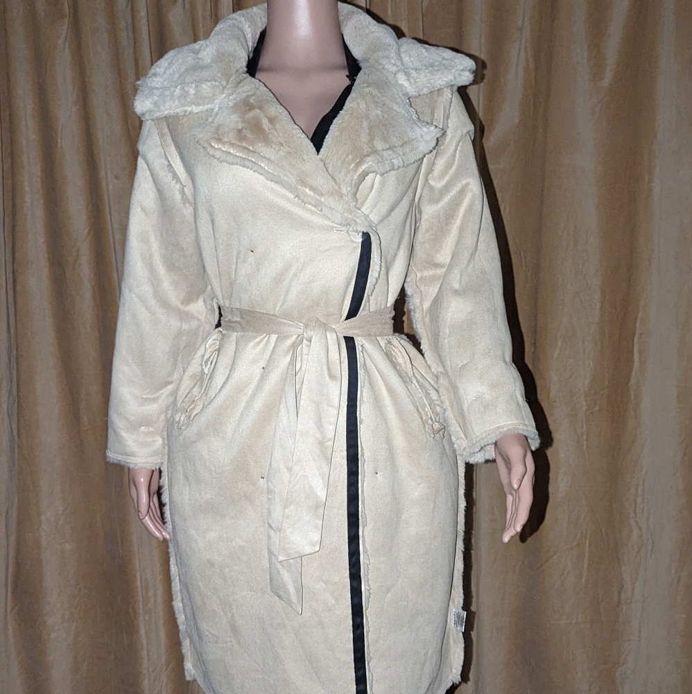 Faux Fur Trench Coat